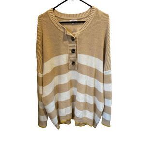 Molly &‎ Isadora Women's 4X Striped Knit Pullover Sweater Multicolor